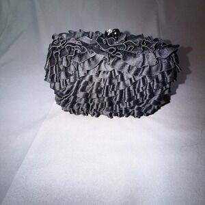 Kate Landry Satin Ruffled Jeweled Clasp Evening Bag Clutch